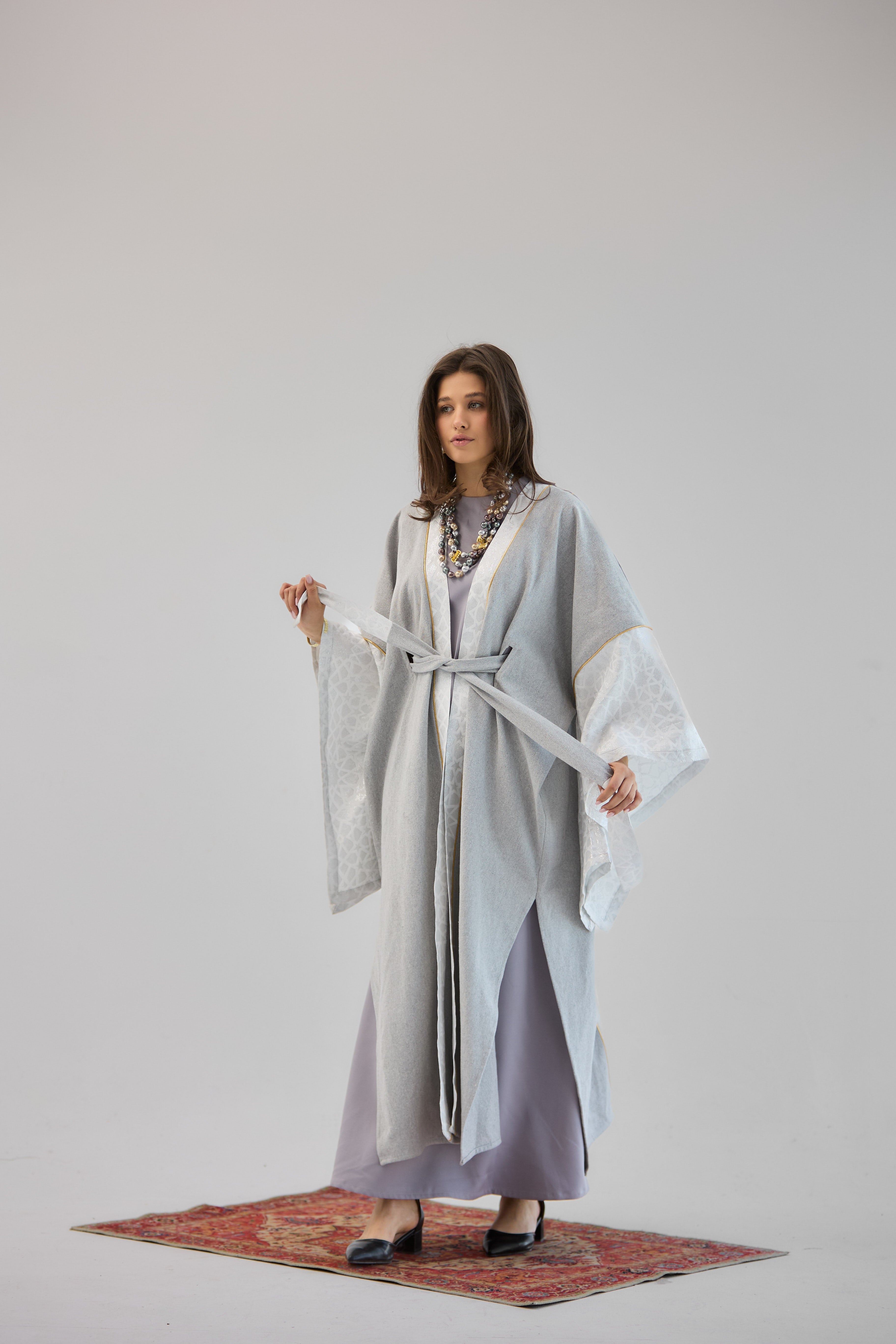 Mashrabeya Silver Kaftan - AB ESSENTIALS