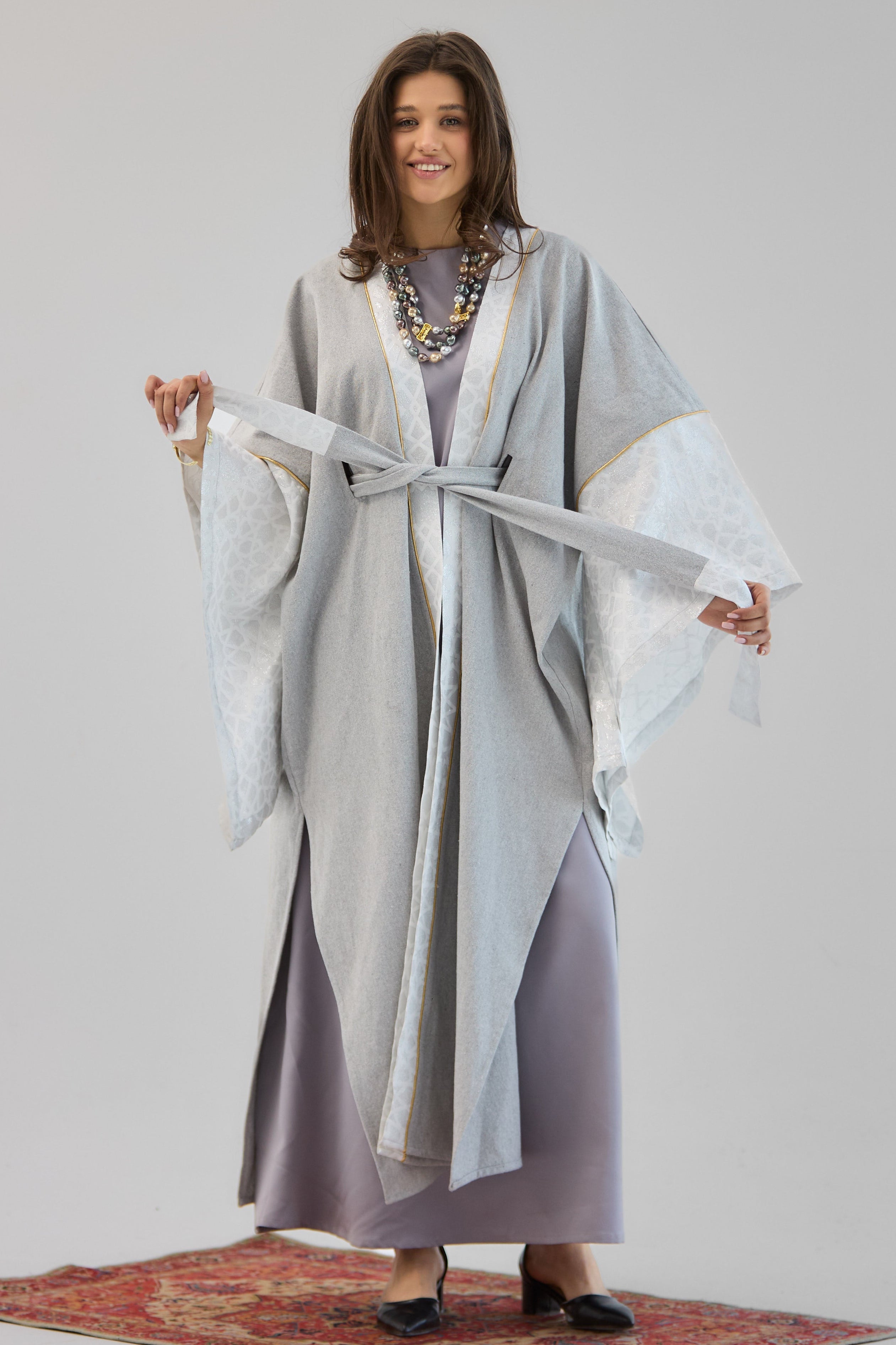 Mashrabeya Silver Kaftan - AB ESSENTIALS