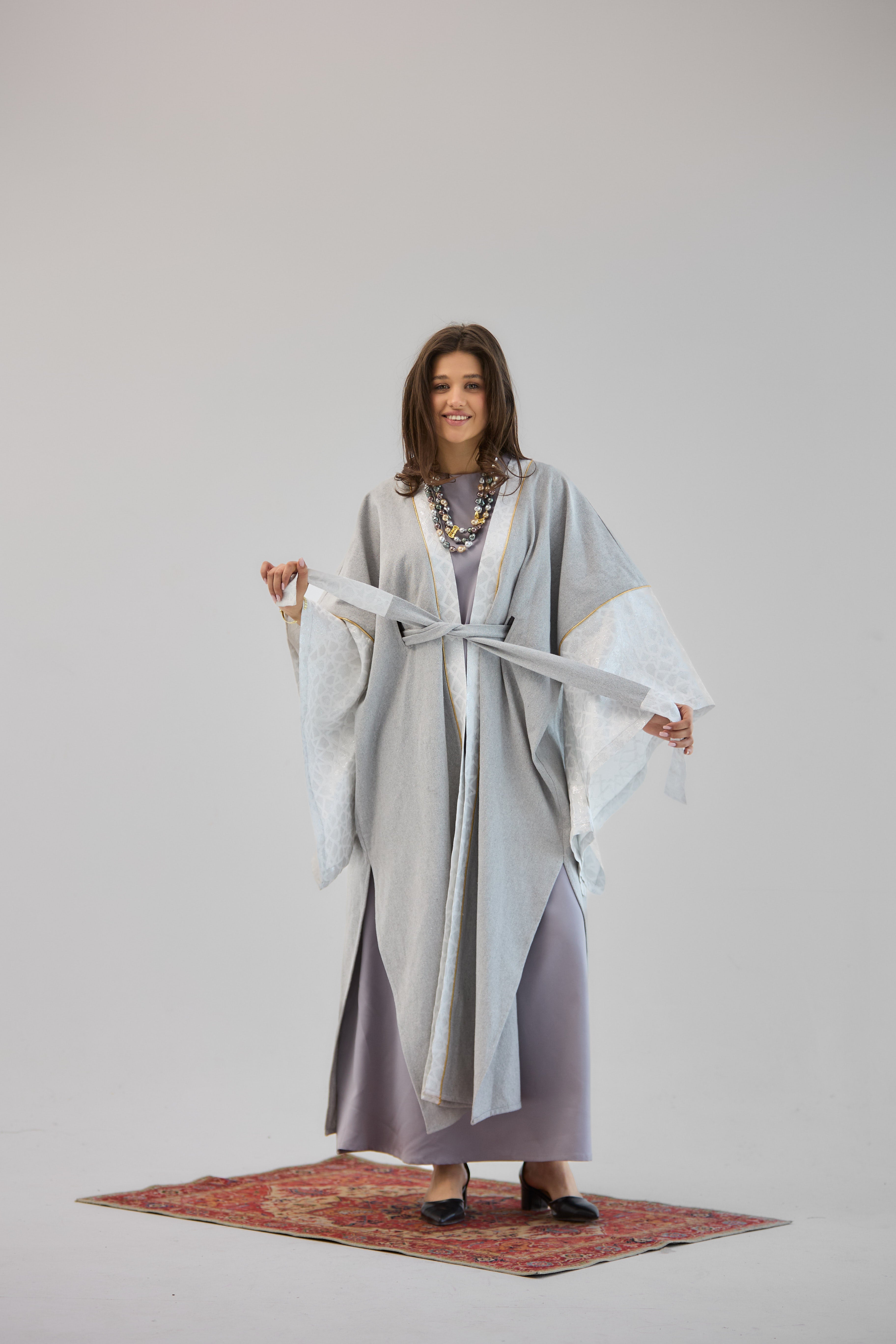 Mashrabeya Silver Kaftan - AB ESSENTIALS
