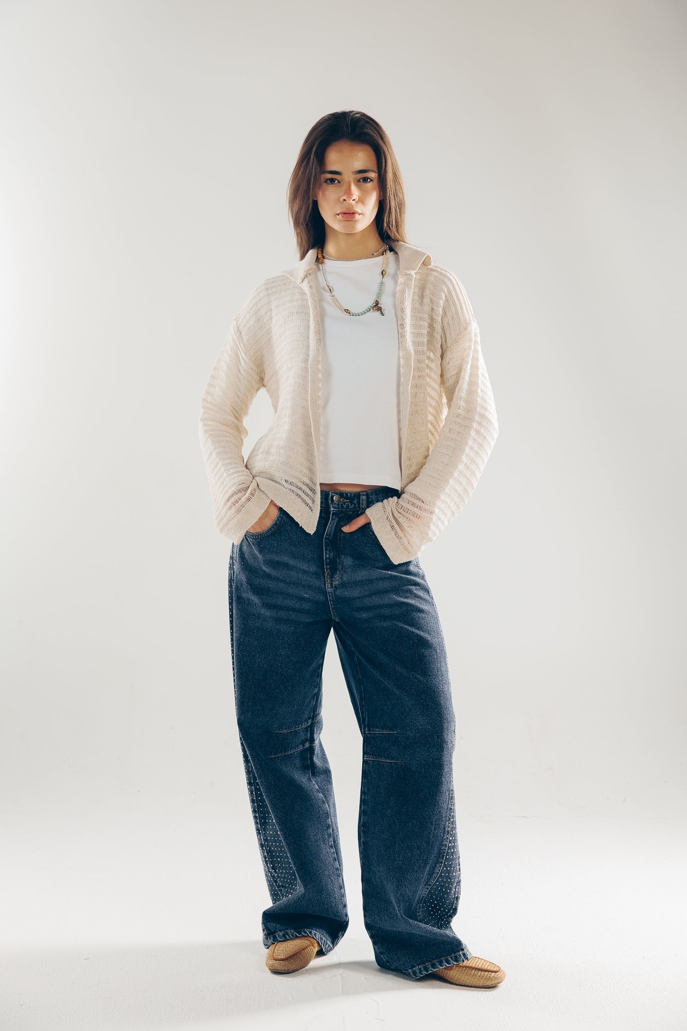 Mesh Cardigan Off White - AB ESSENTIALS