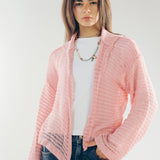 Mesh Cardigan Pink - AB ESSENTIALS