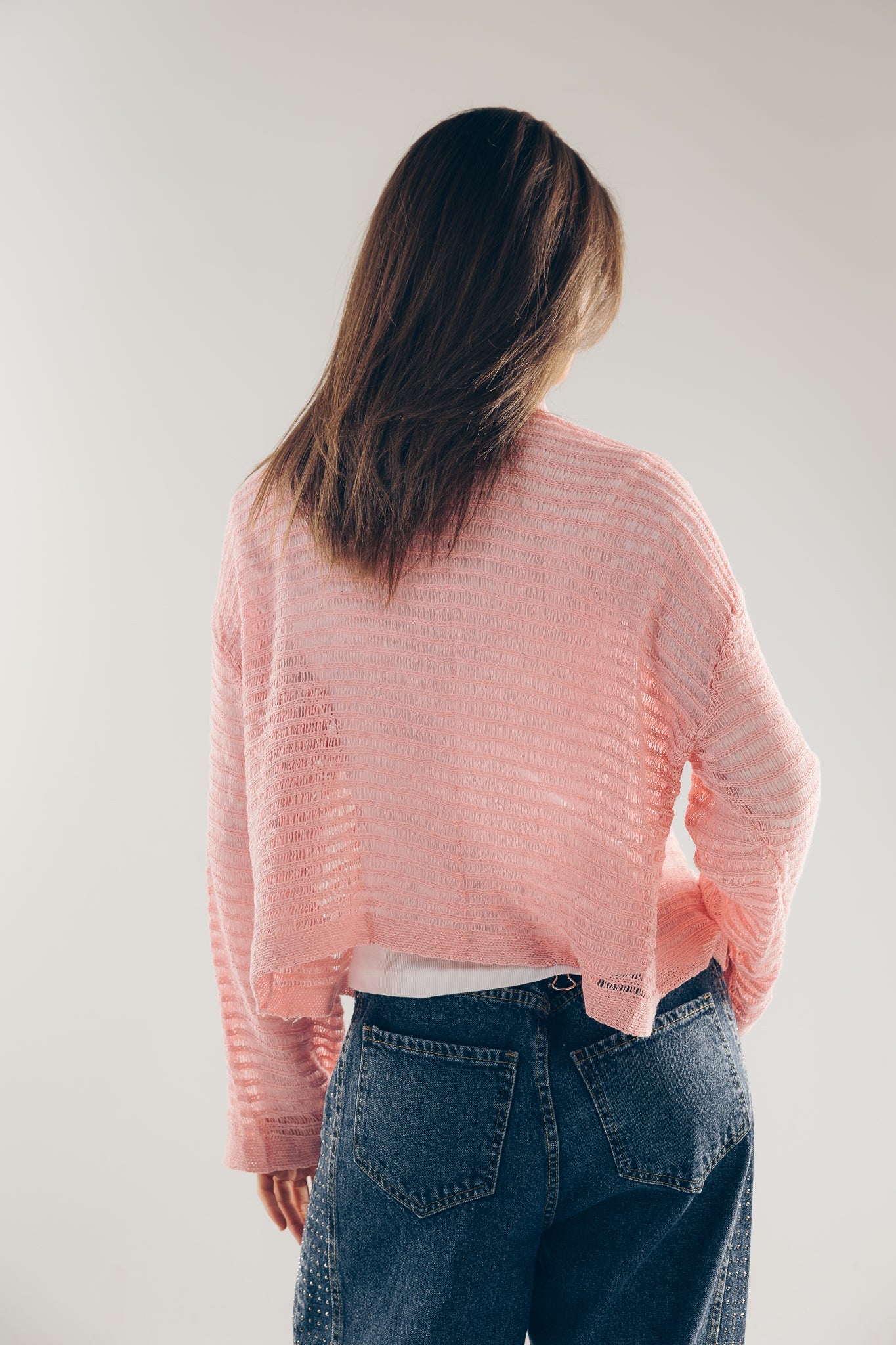 Mesh Cardigan Pink - AB ESSENTIALS