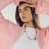 Mesh Cardigan Pink - AB ESSENTIALS