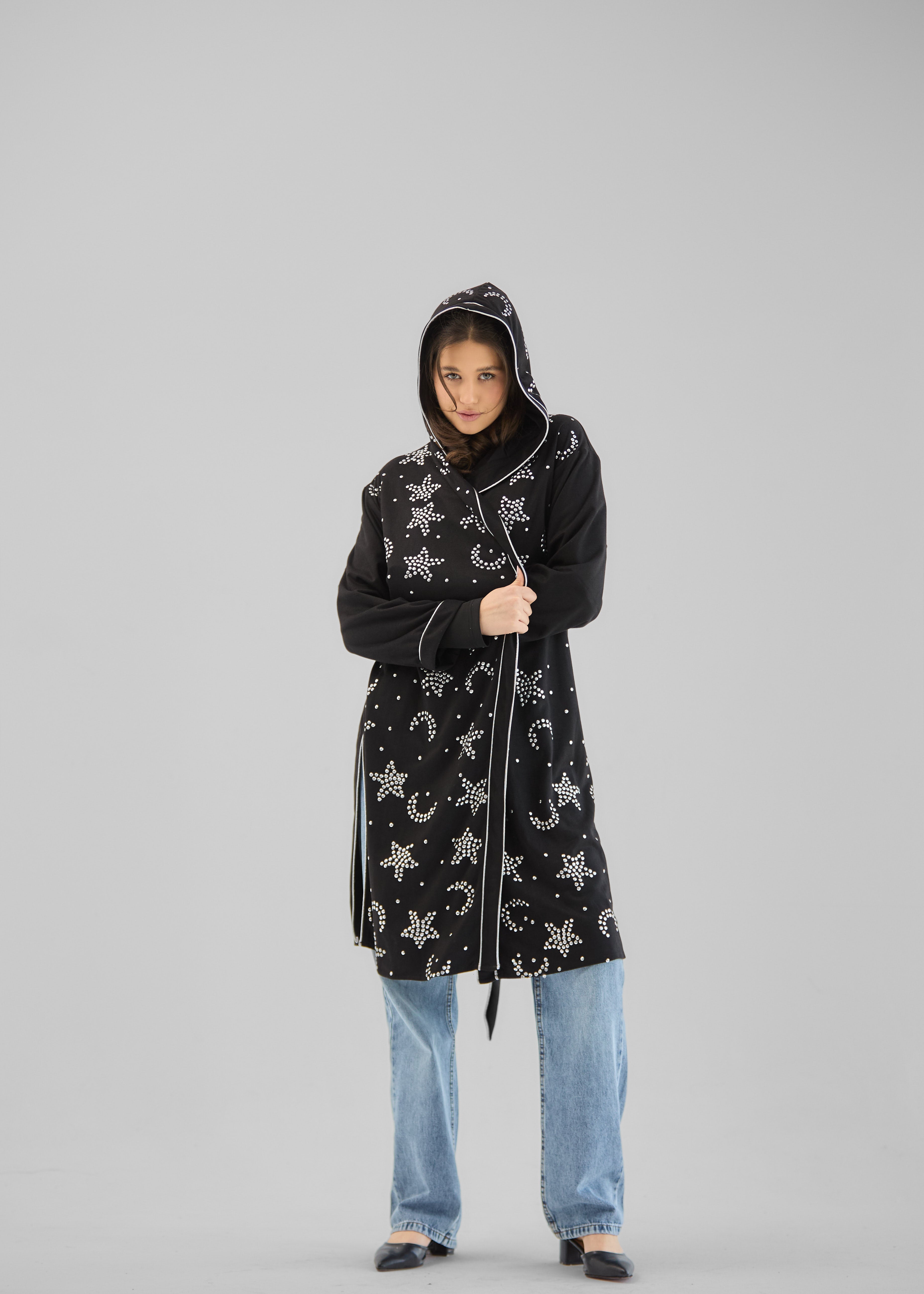 Metallic Stars Cardigan Black - AB ESSENTIALS