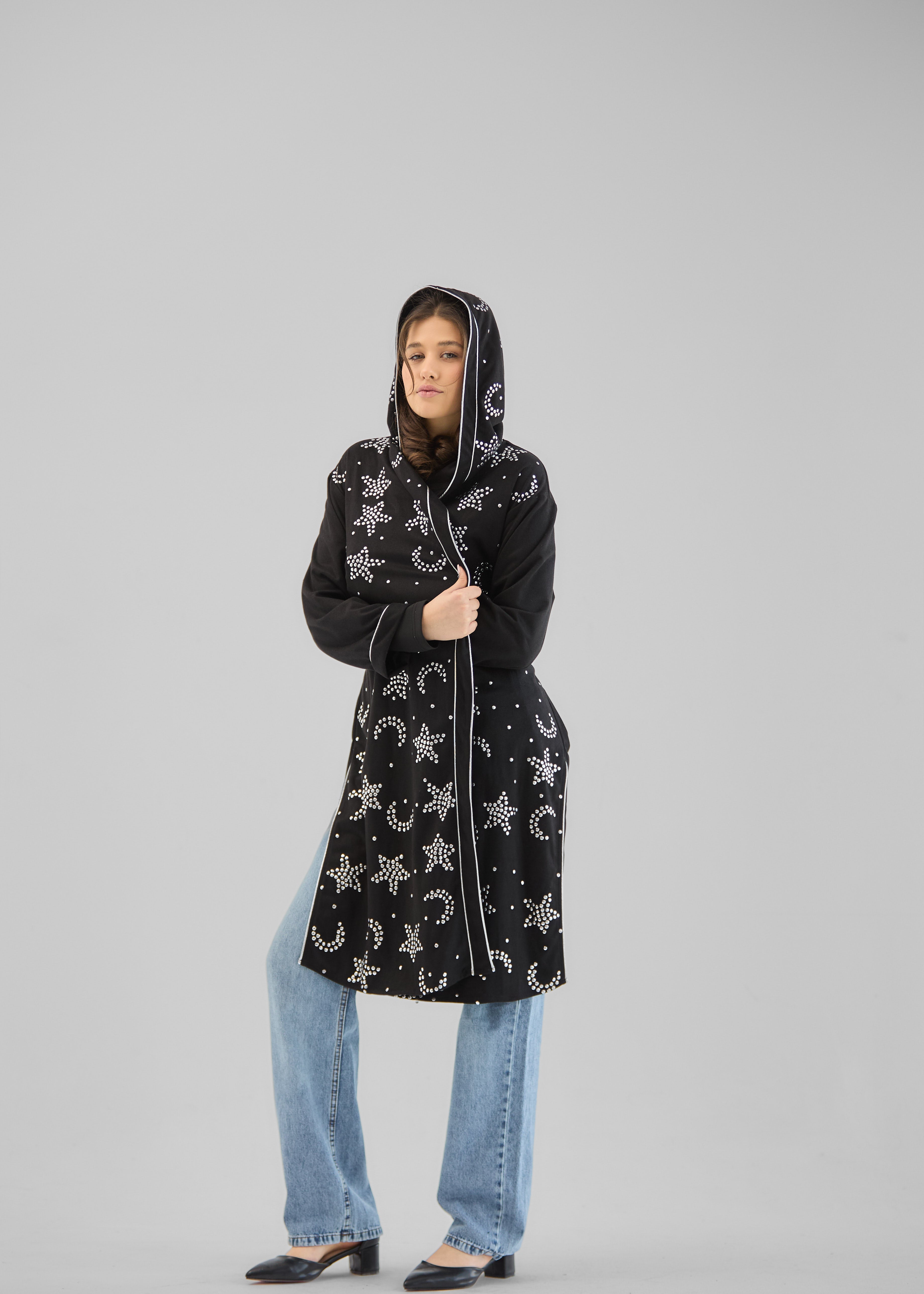 Metallic Stars Cardigan Black - AB ESSENTIALS