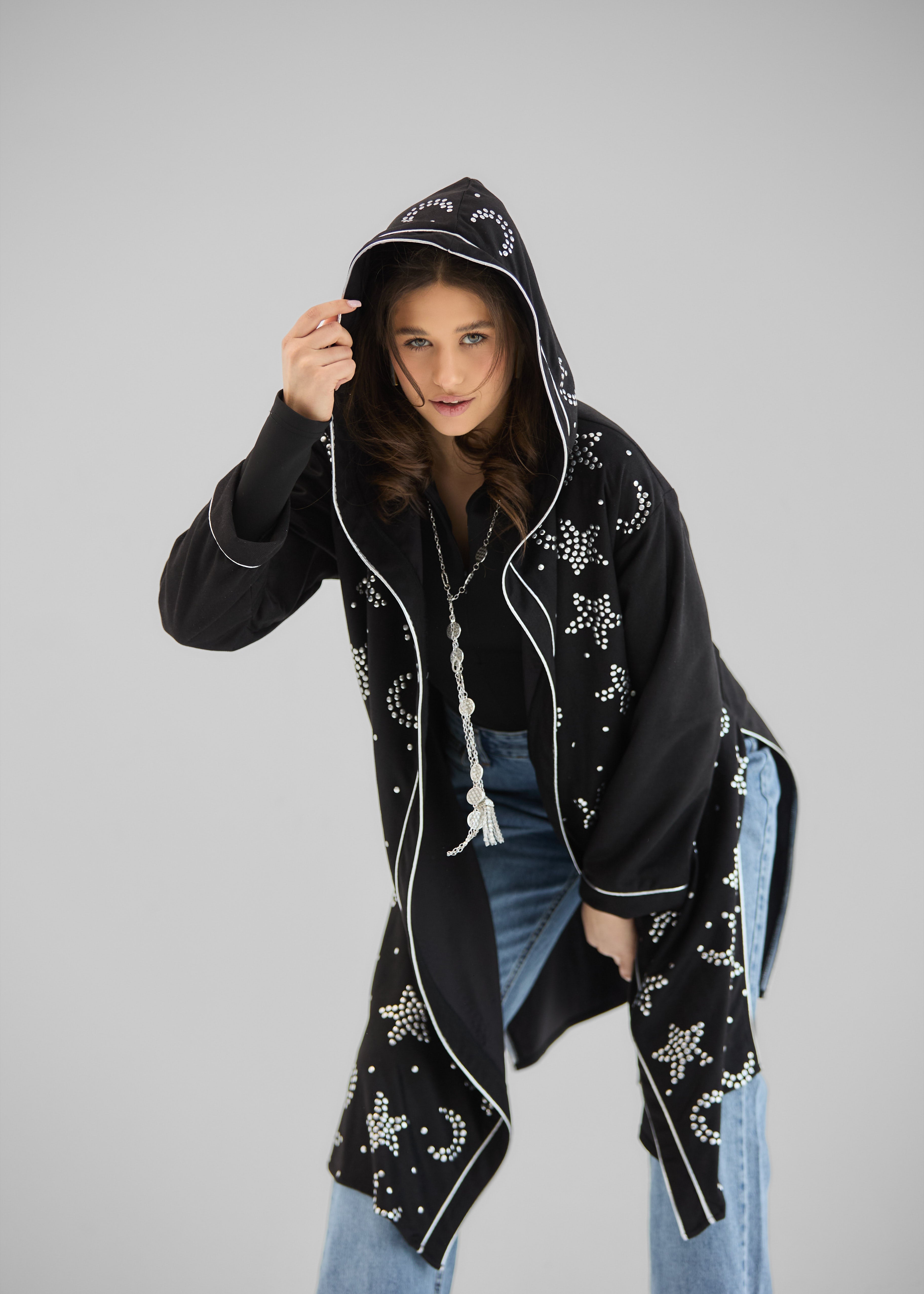 Metallic Stars Cardigan Black - AB ESSENTIALS