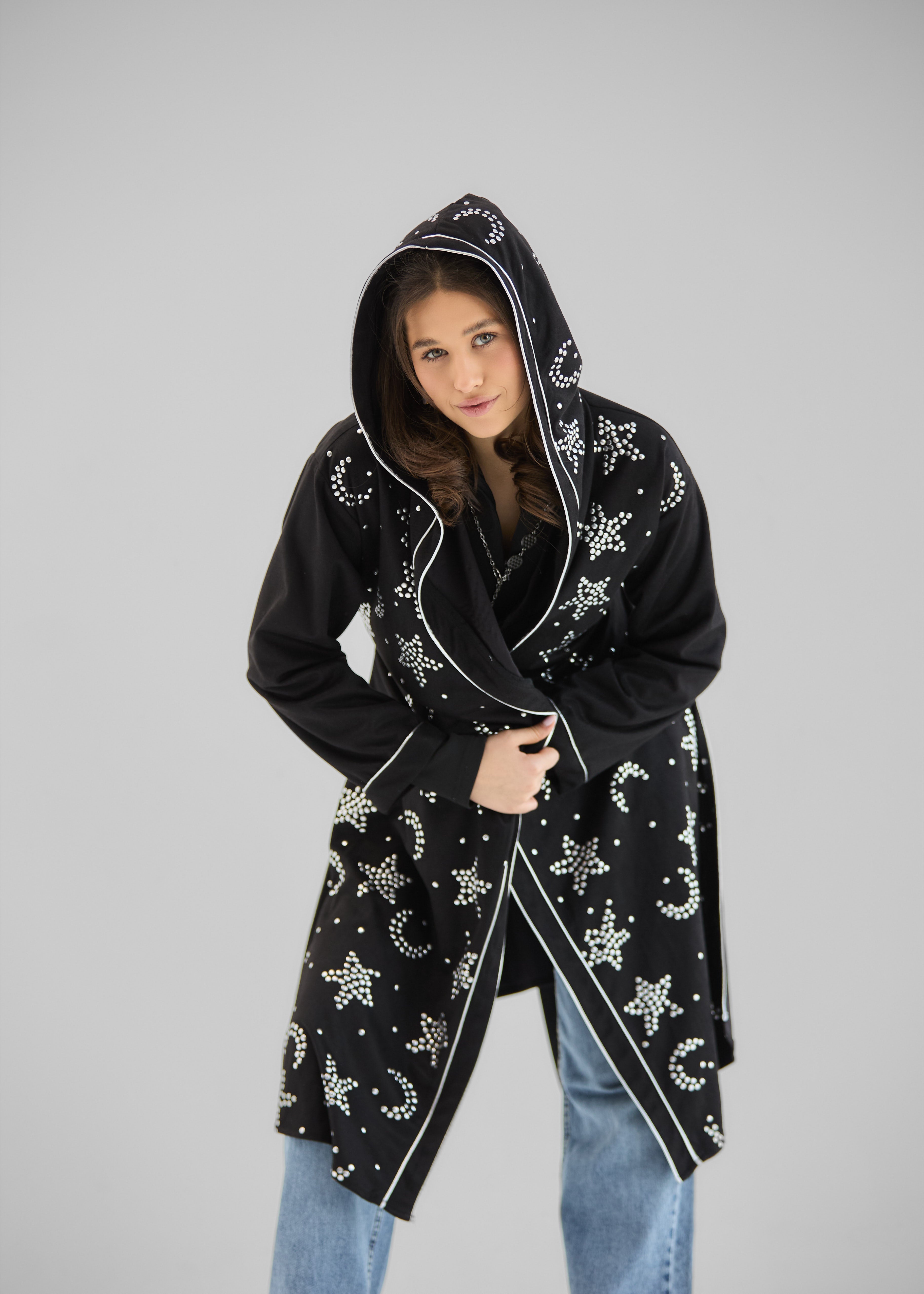Metallic Stars Cardigan Black - AB ESSENTIALS