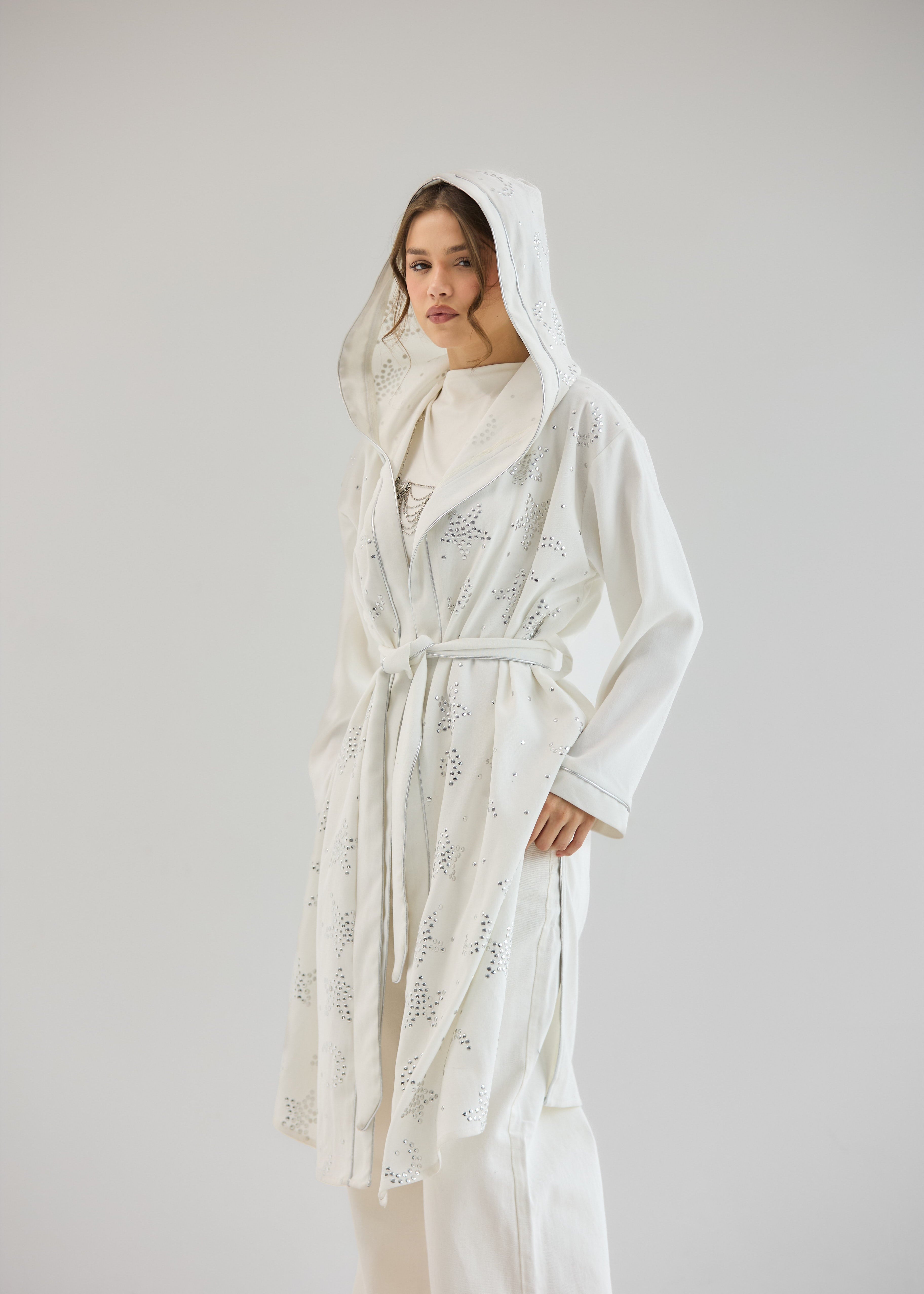 Metallic Stars Cardigan White - AB ESSENTIALS