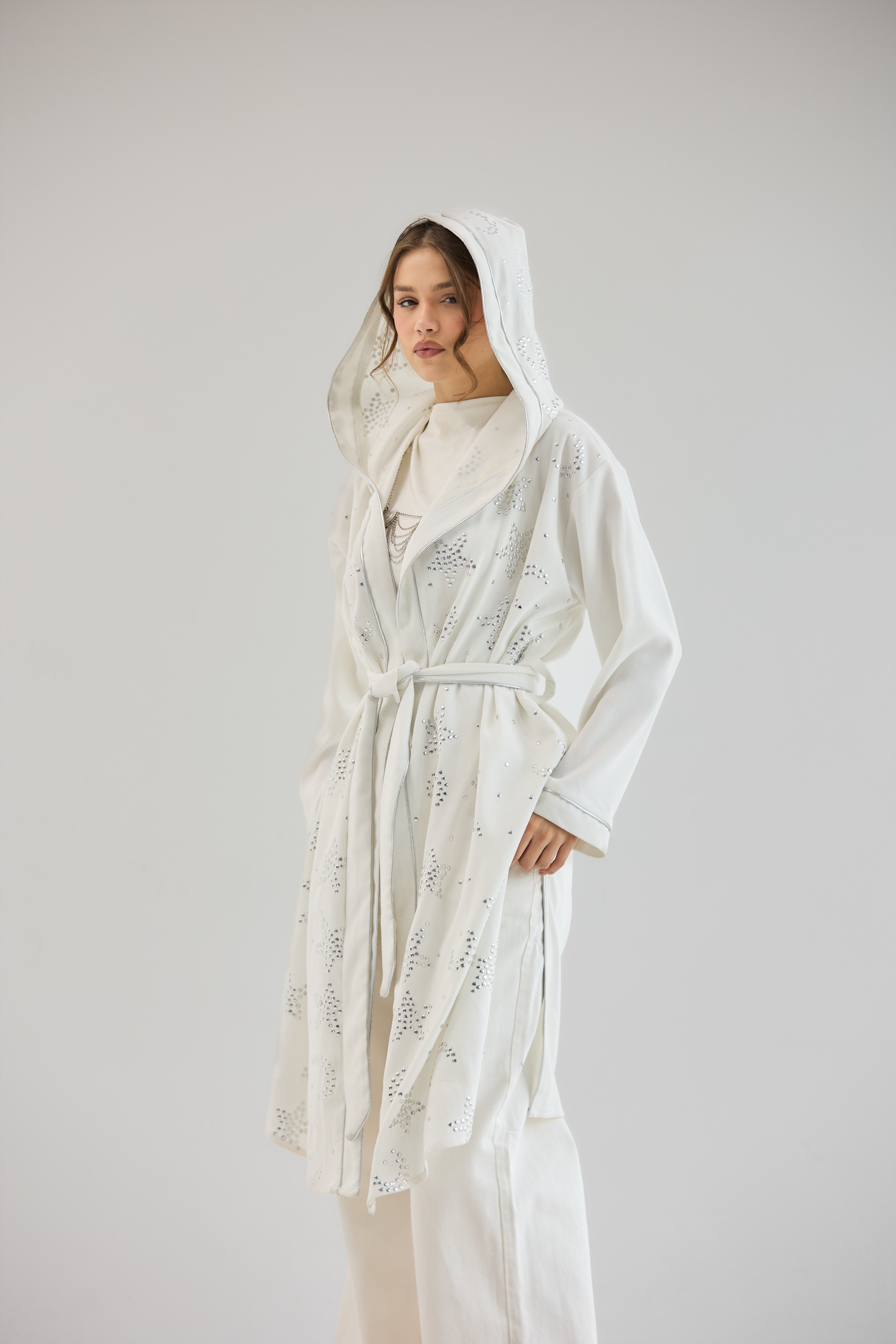 Metallic Stars Cardigan White - AB ESSENTIALS