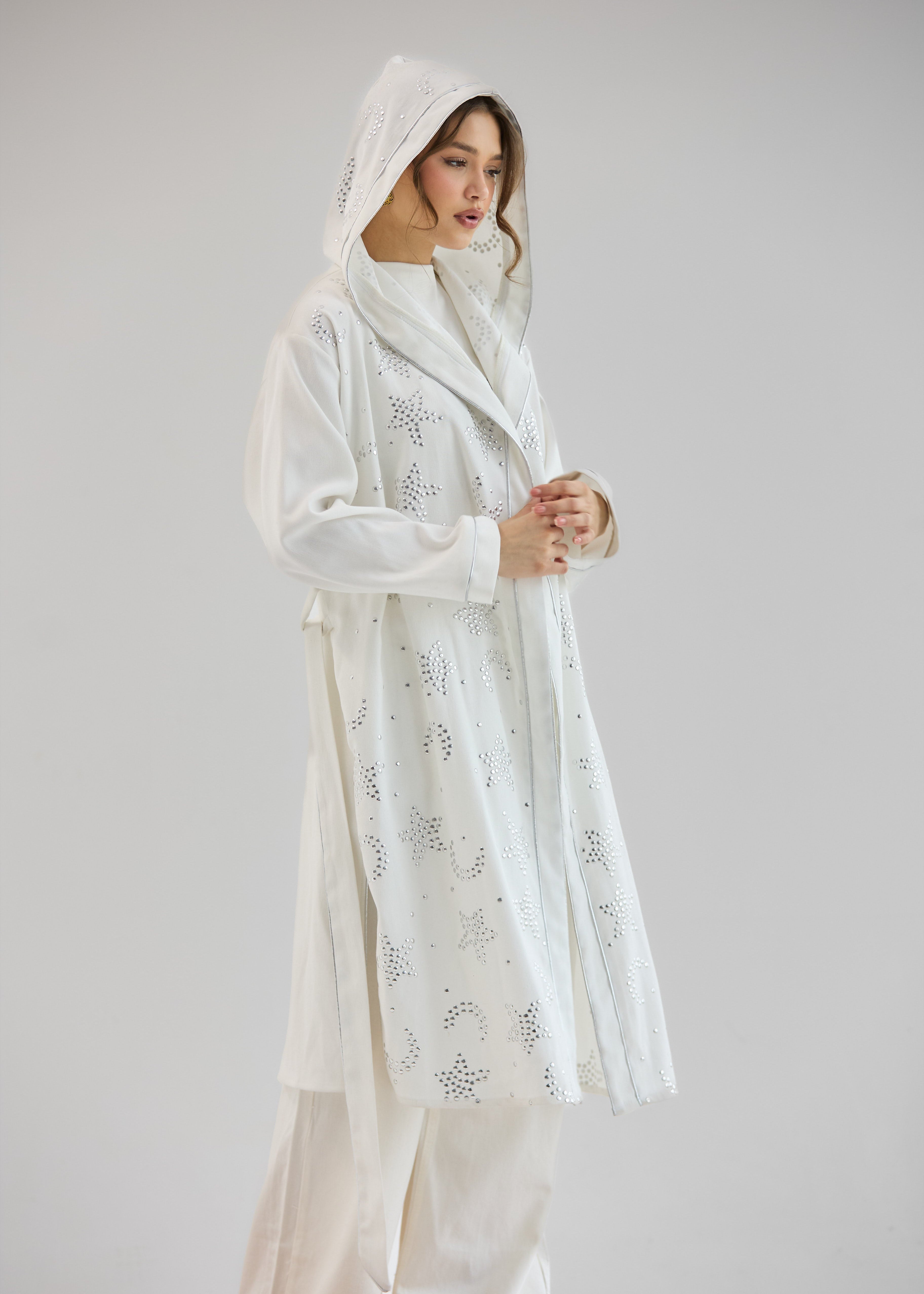 Metallic Stars Cardigan White - AB ESSENTIALS
