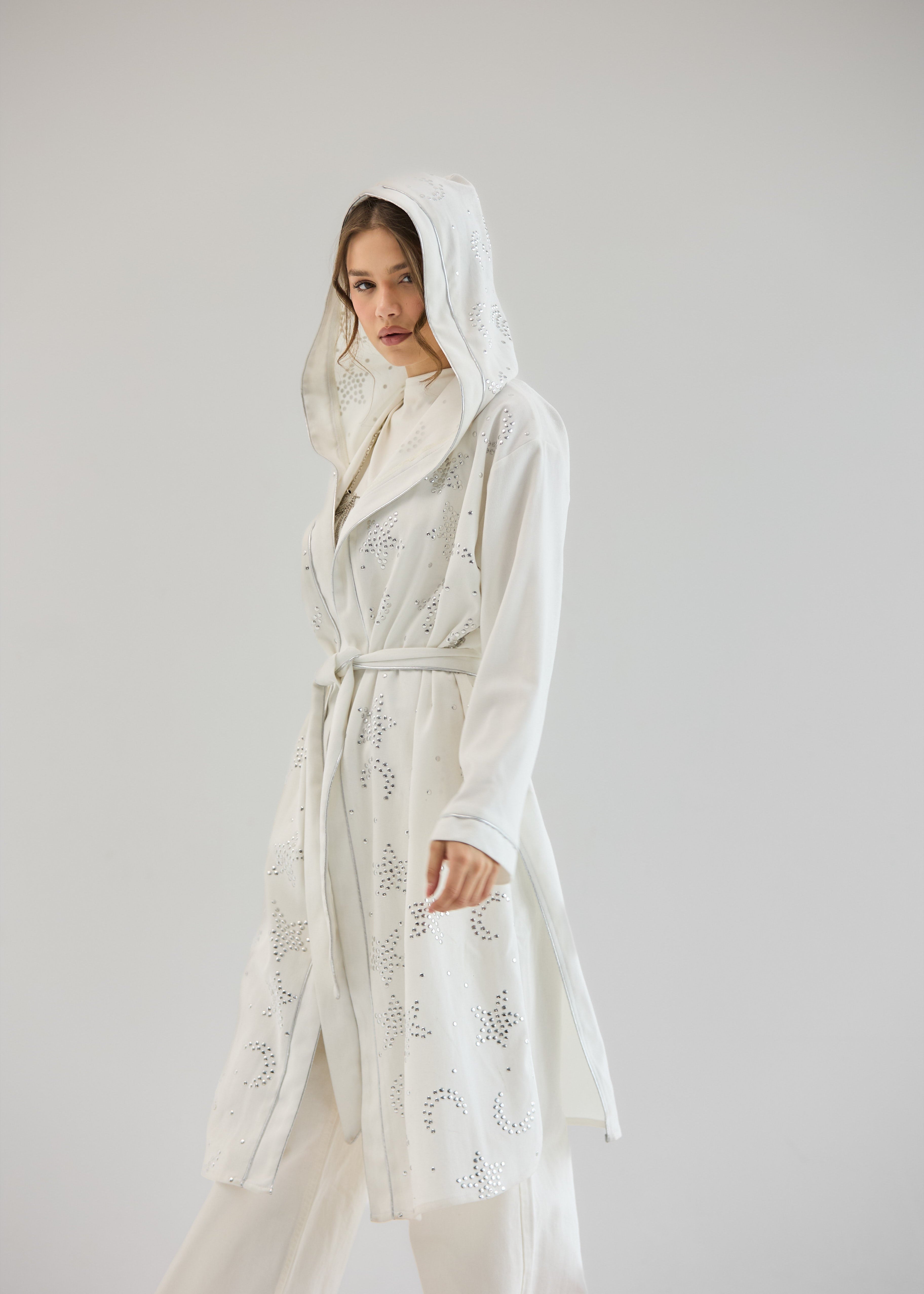 Metallic Stars Cardigan White - AB ESSENTIALS