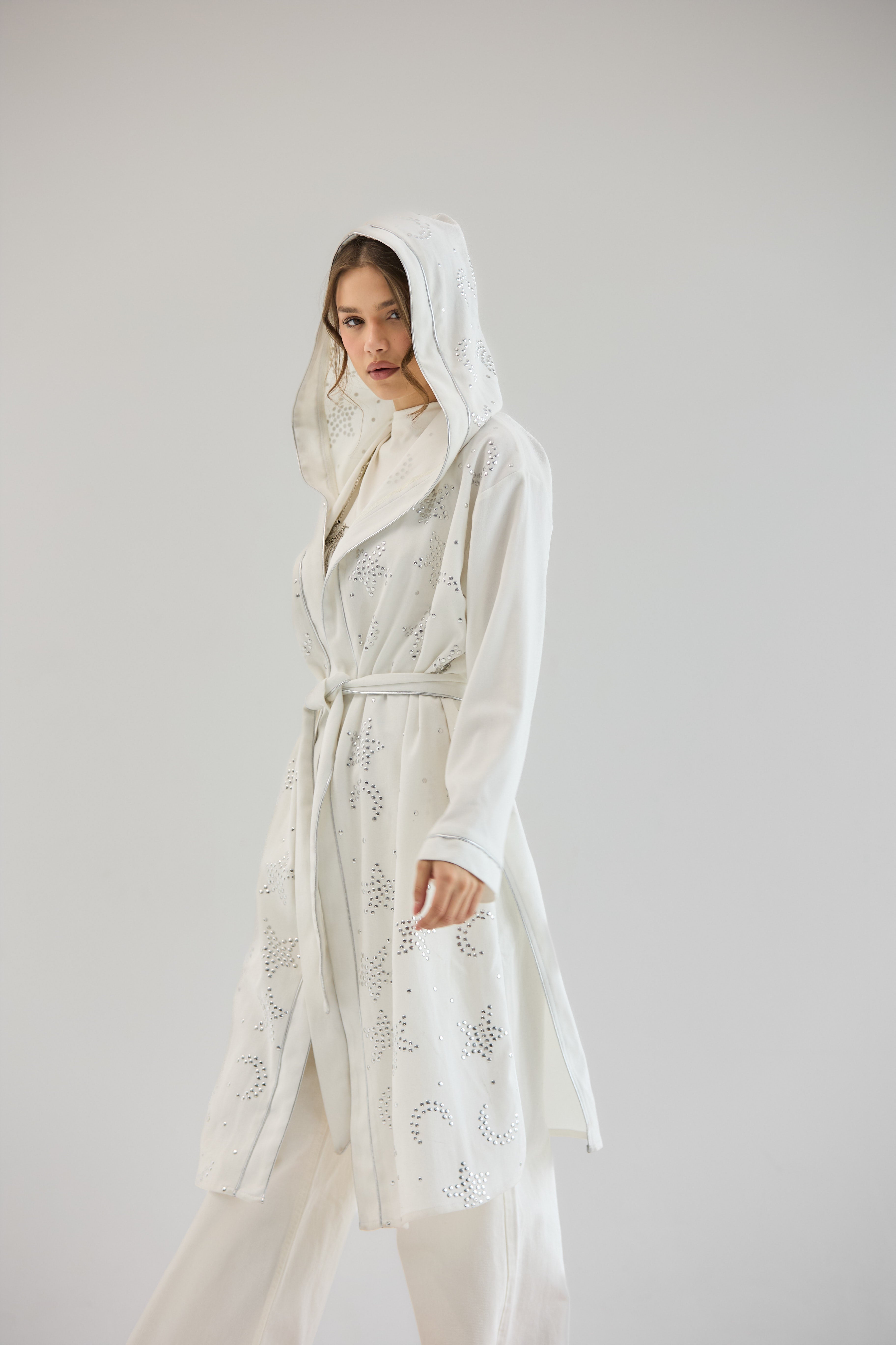 Metallic Stars Cardigan White - AB ESSENTIALS