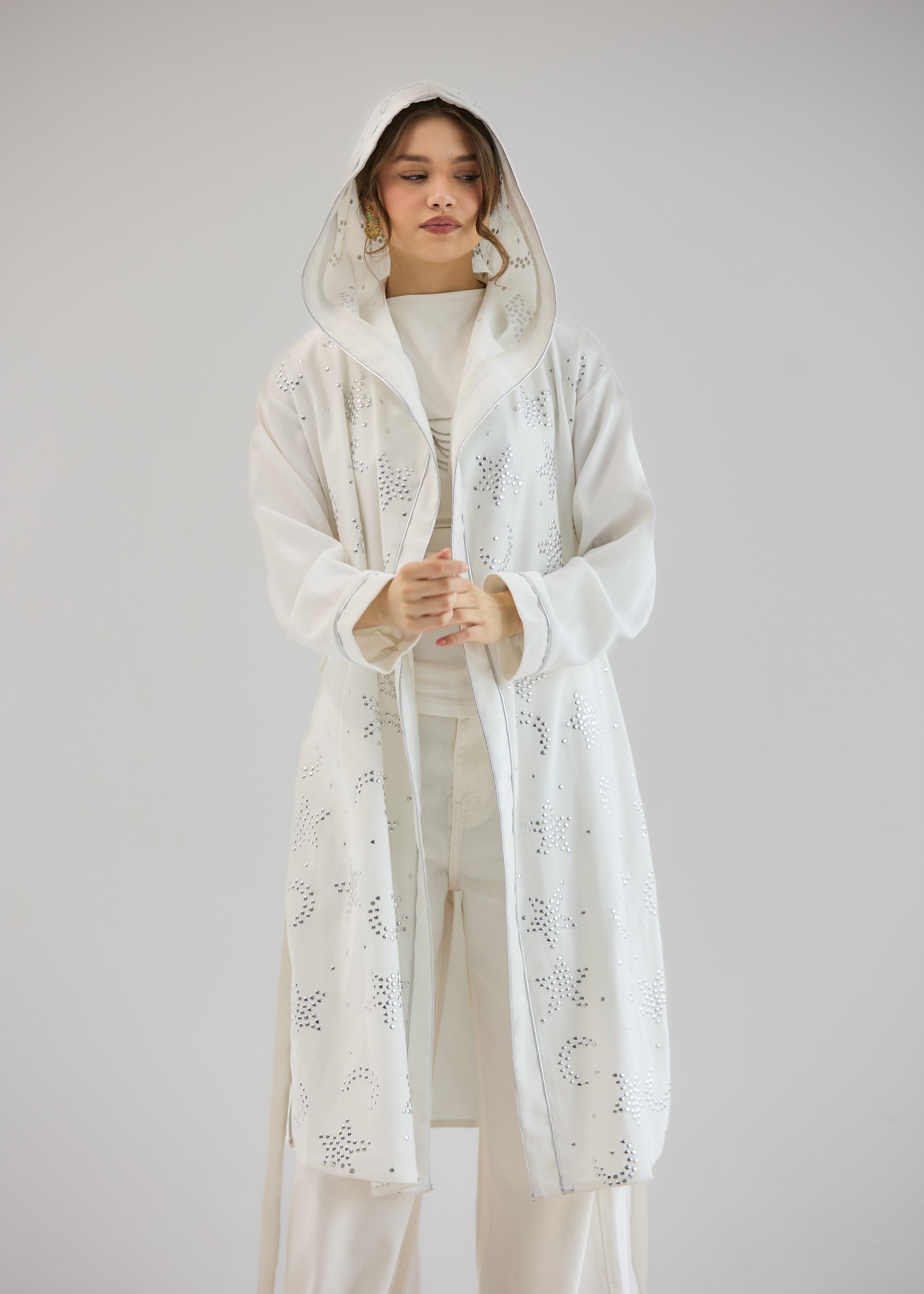 Metallic Stars Cardigan White - AB ESSENTIALS