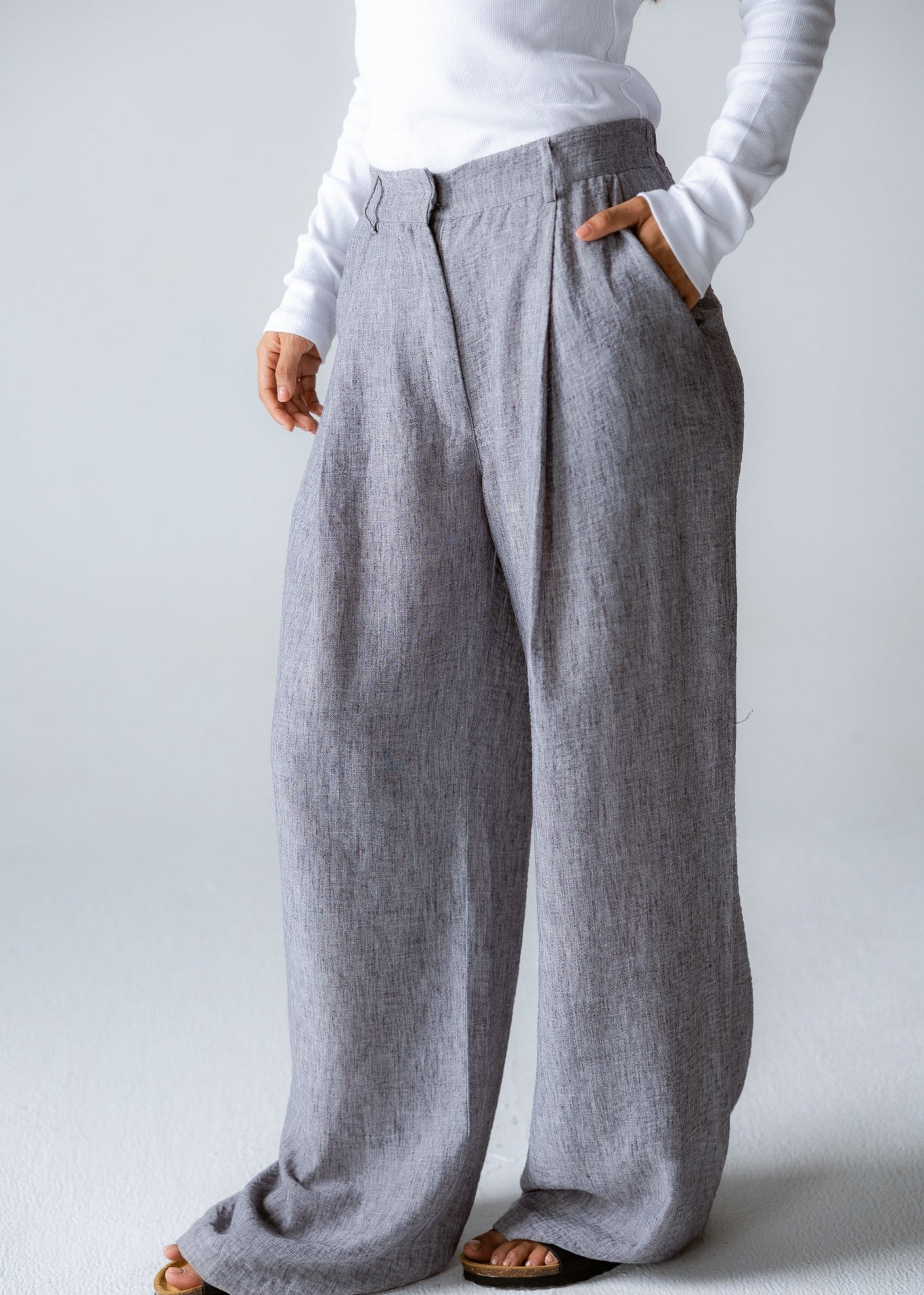 Must Have Linen Pants Grey - AB ESSENTIALS