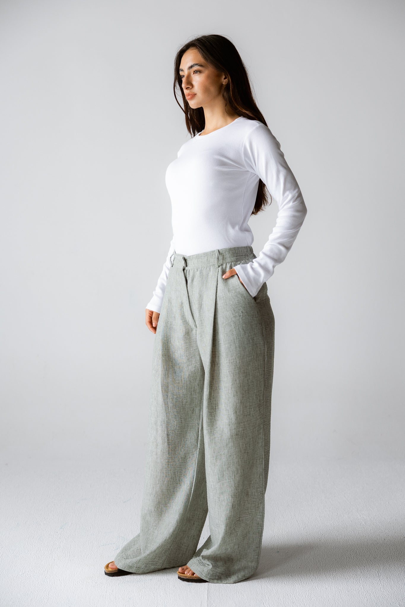 Must Have Linen Pants Olive - AB ESSENTIALS