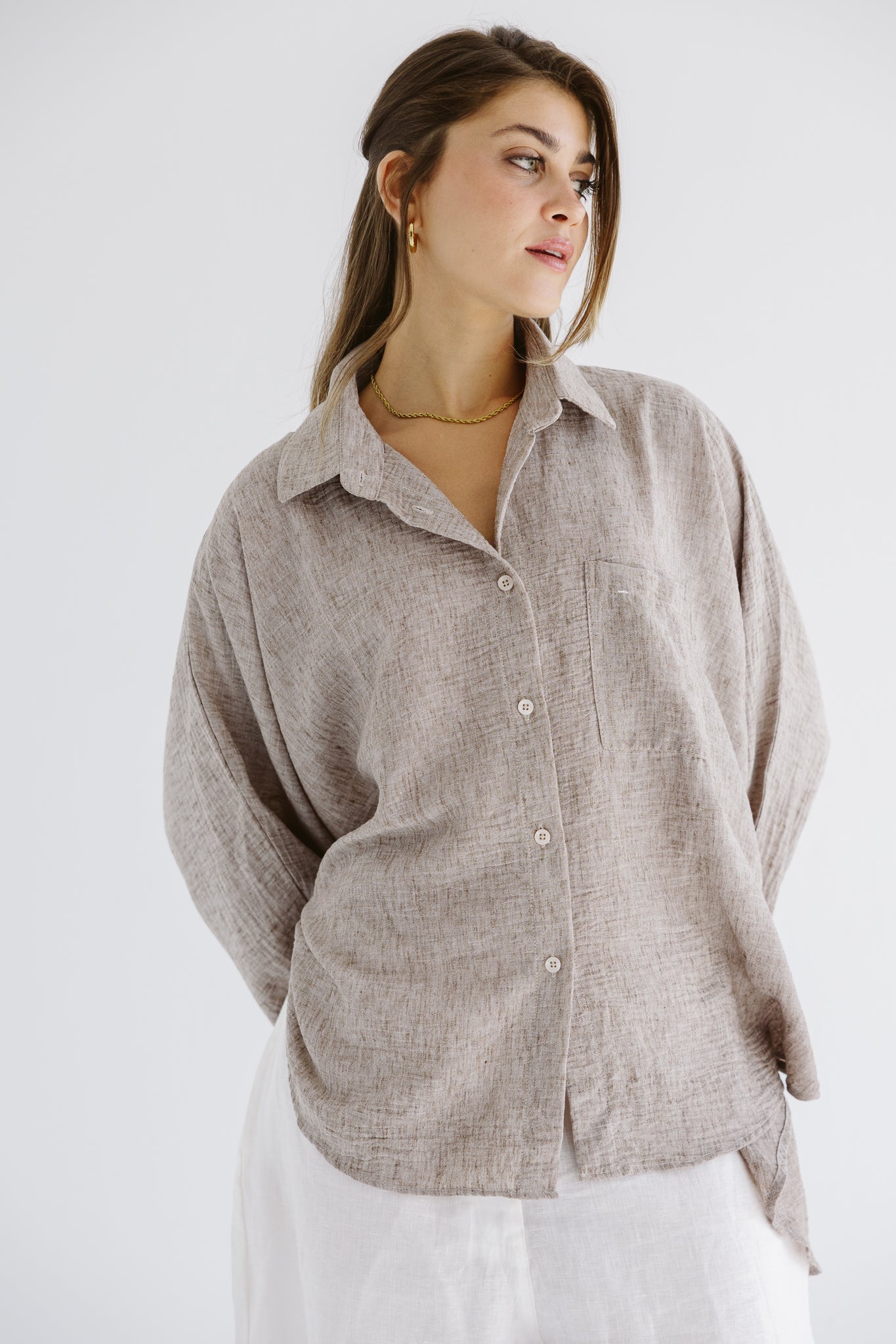 Must Have Linen Shirt Beige - AB ESSENTIALS