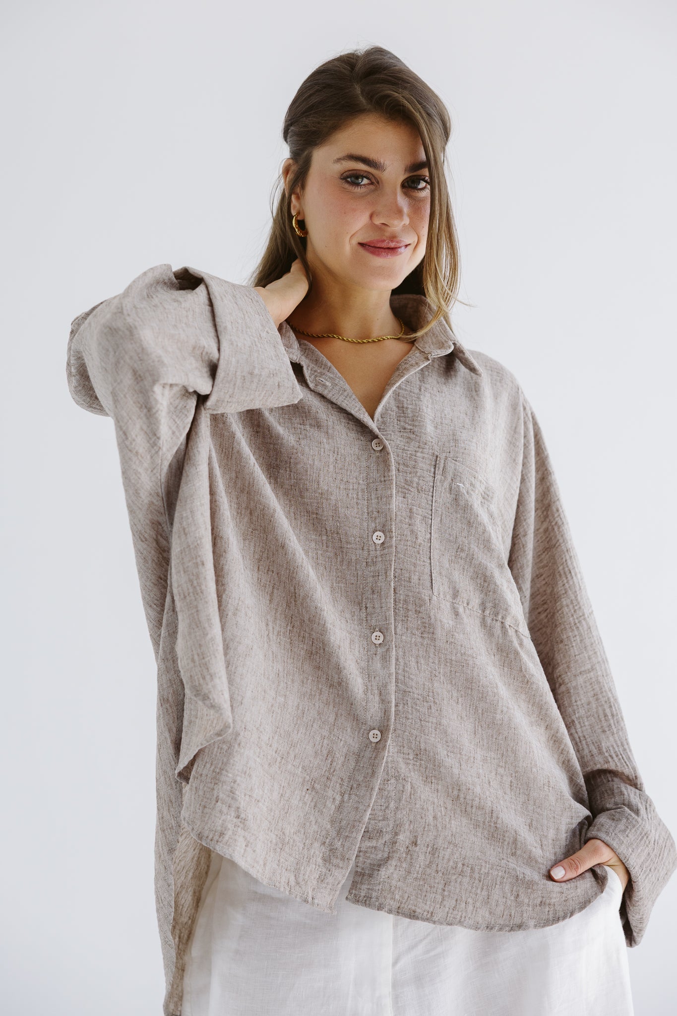 Must Have Linen Shirt Beige - AB ESSENTIALS