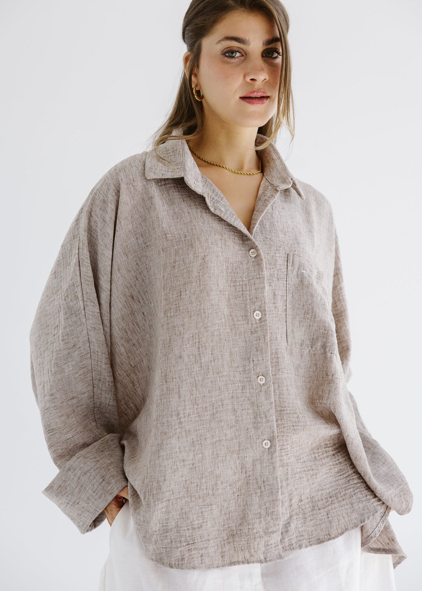 Must Have Linen Shirt Beige - AB ESSENTIALS