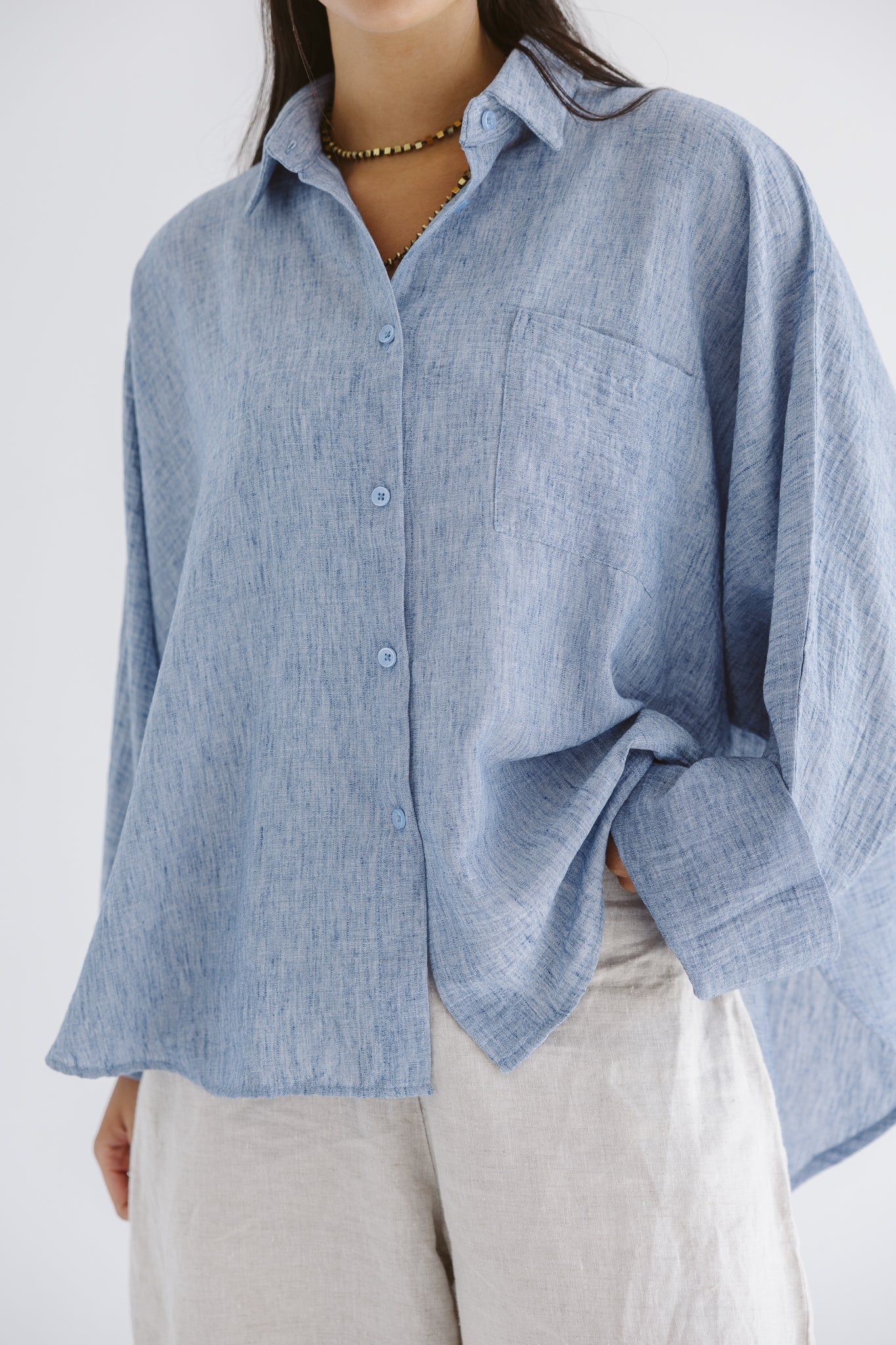 Must Have Linen Shirt Blue - AB ESSENTIALS