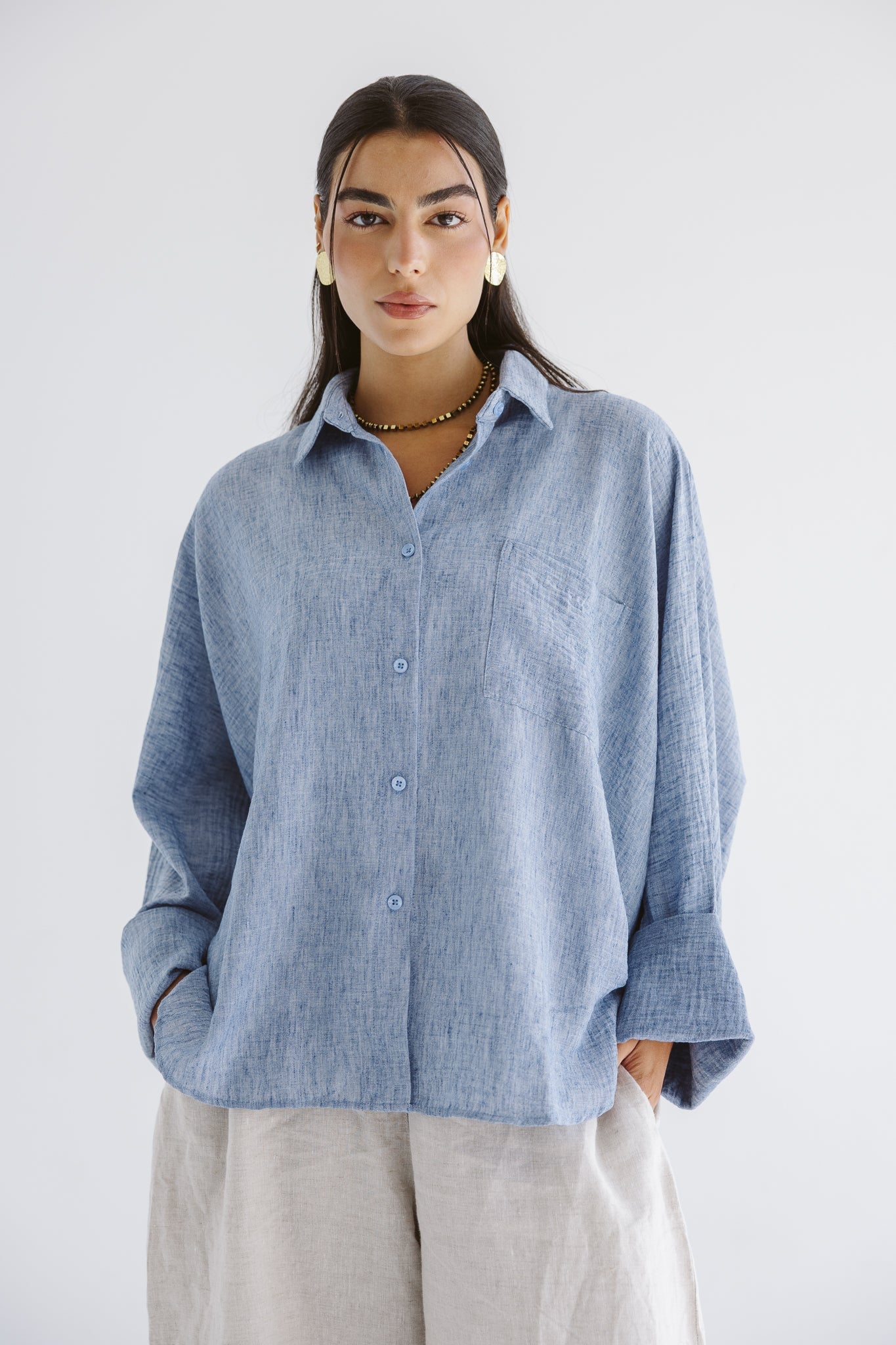 Must Have Linen Shirt Blue - AB ESSENTIALS