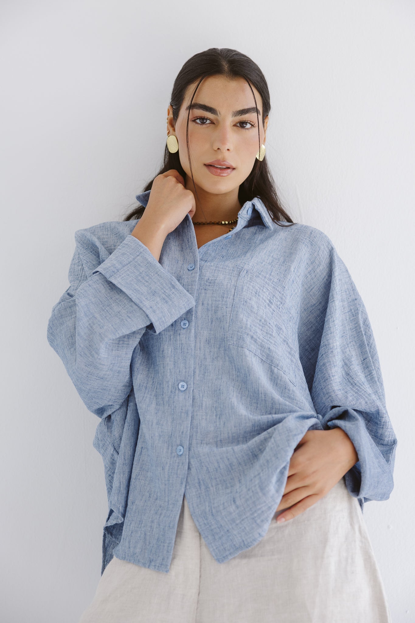 Must Have Linen Shirt Blue - AB ESSENTIALS