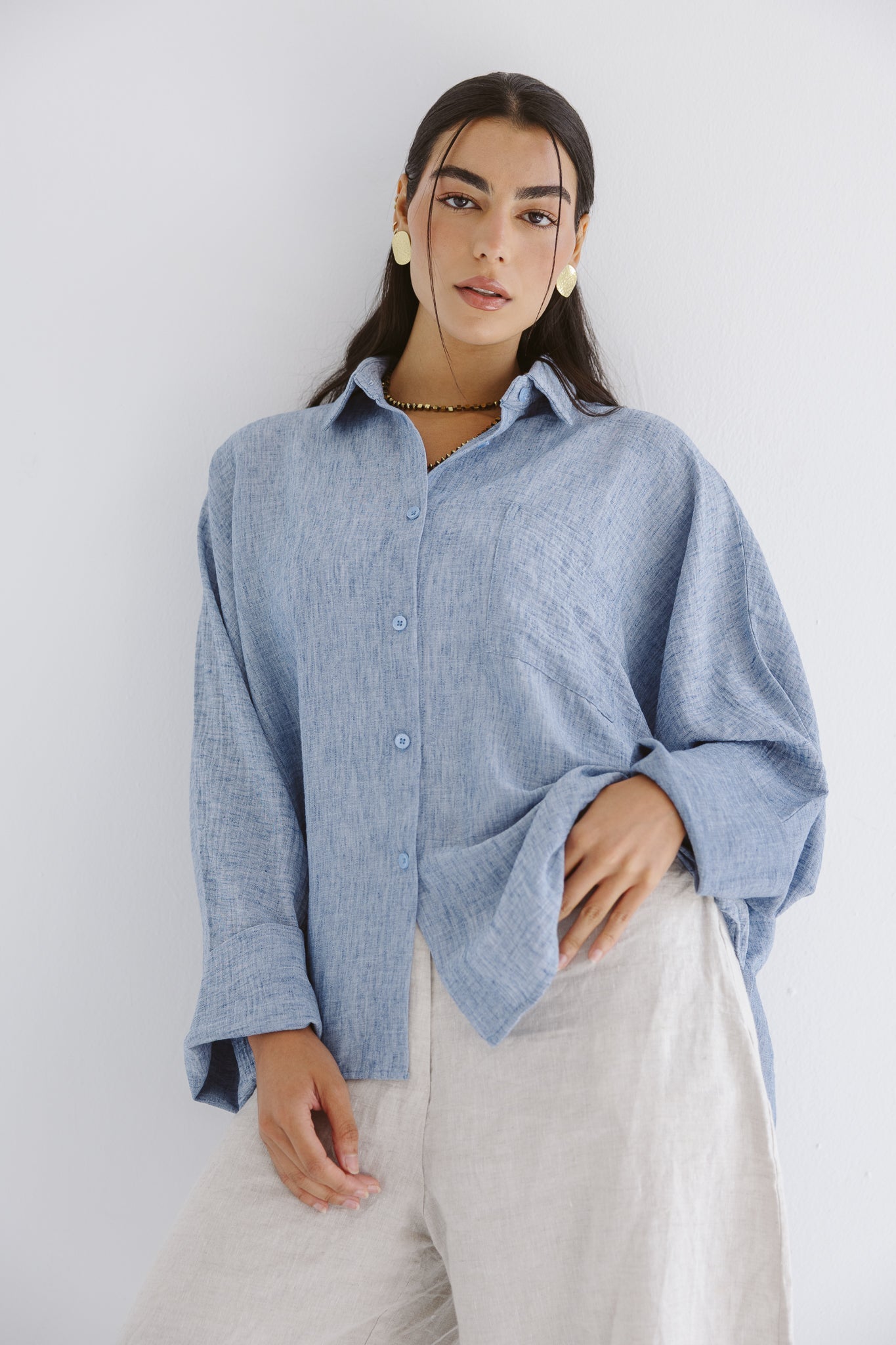Must Have Linen Shirt Blue - AB ESSENTIALS