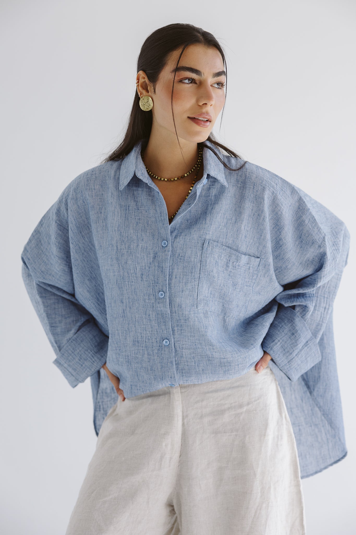 Must Have Linen Shirt Blue - AB ESSENTIALS