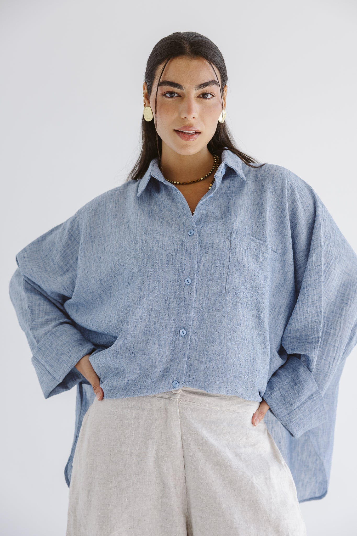 Must Have Linen Shirt Blue - AB ESSENTIALS