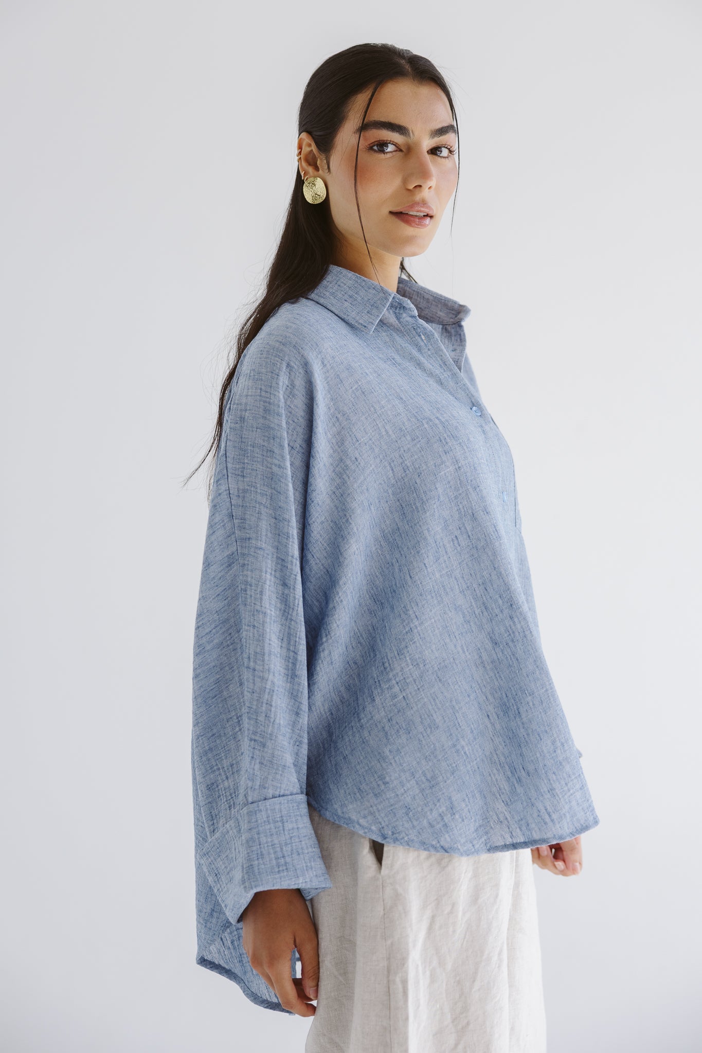 Must Have Linen Shirt Blue - AB ESSENTIALS