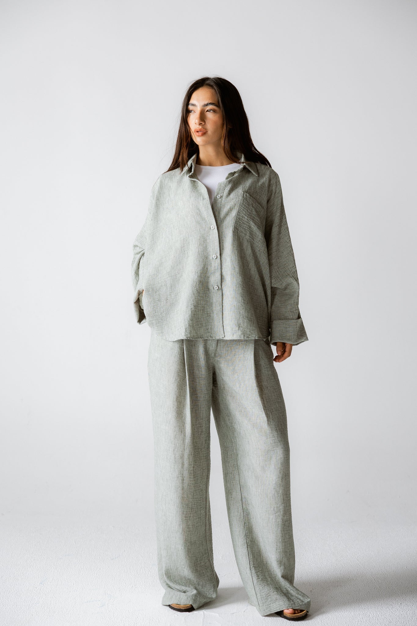 Must Have Linen Shirt Olive - AB ESSENTIALS