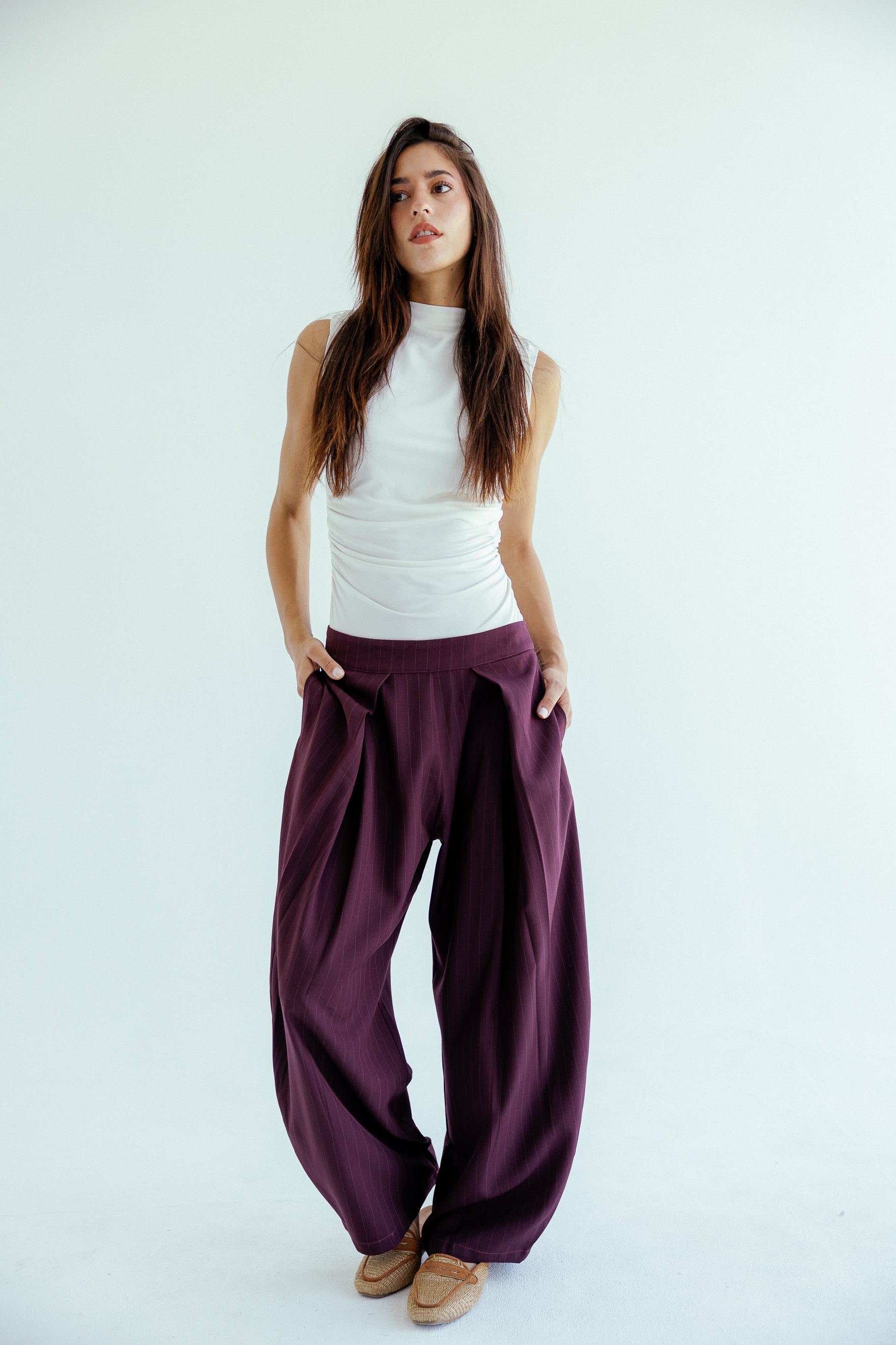 New Bestie Pants Burgundy - AB ESSENTIALS