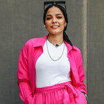 Open Buttons Shirt Fushia - AB ESSENTIALS