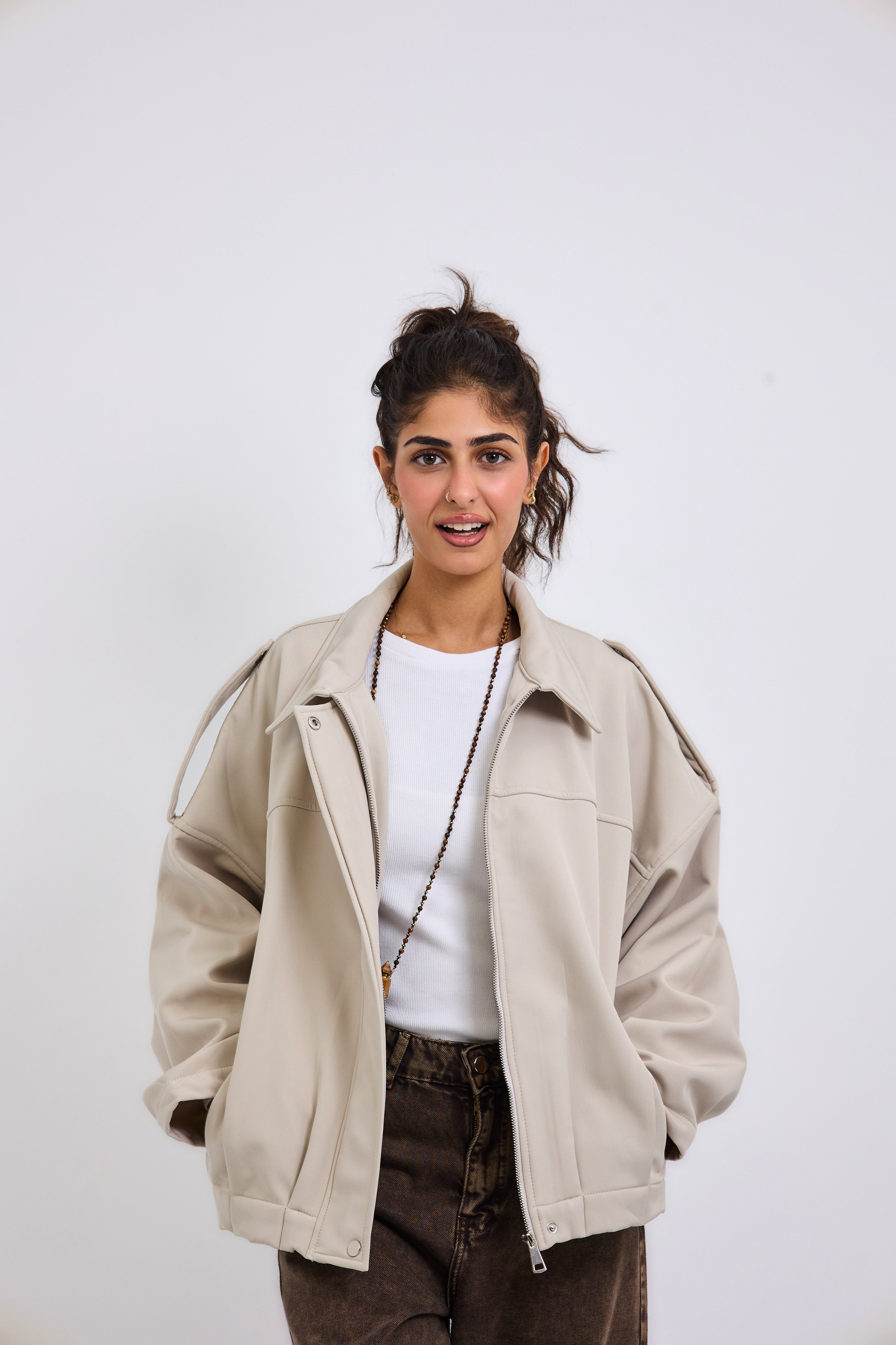 Power Jacket Beige - AB ESSENTIALS