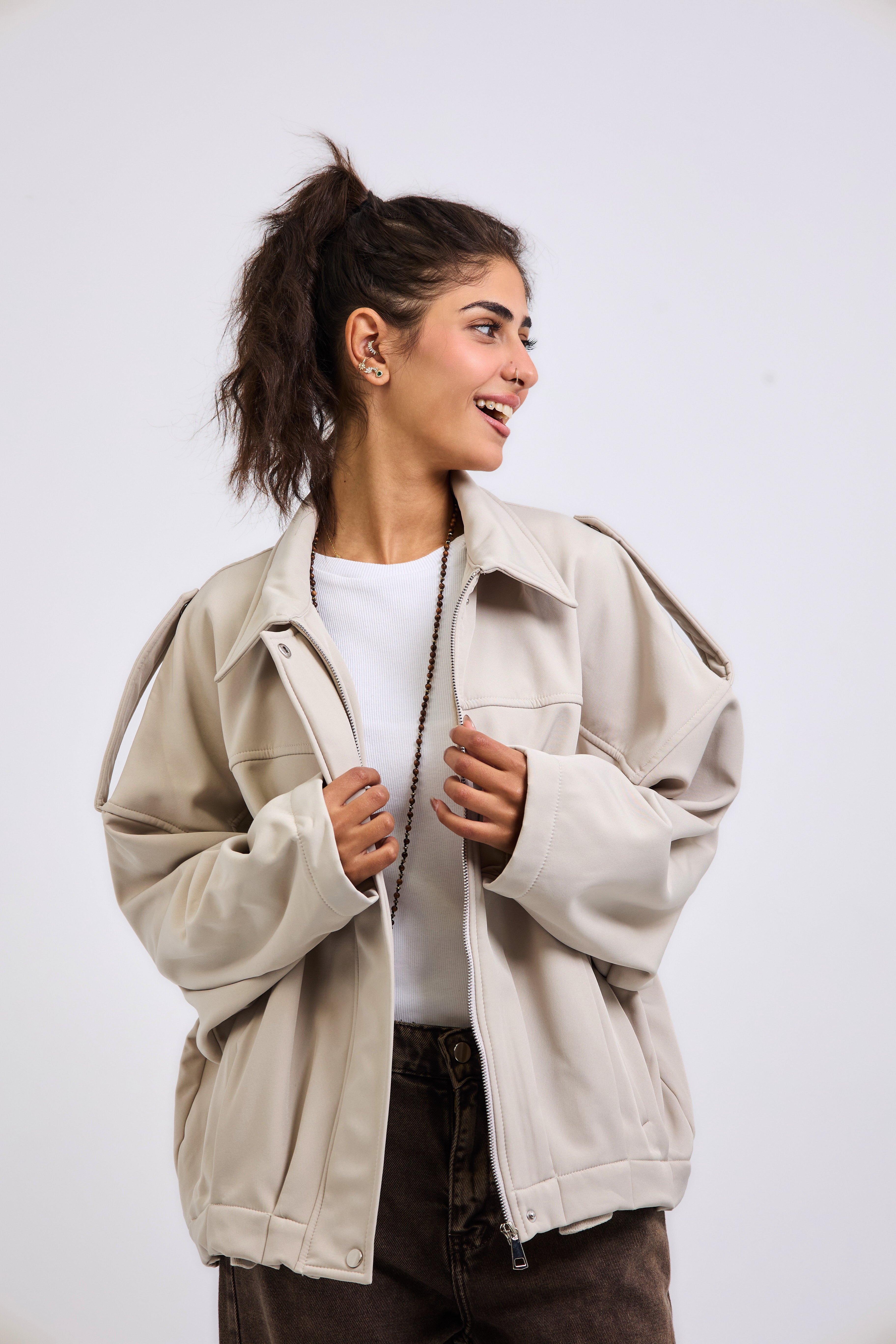 Power Jacket Beige - AB ESSENTIALS