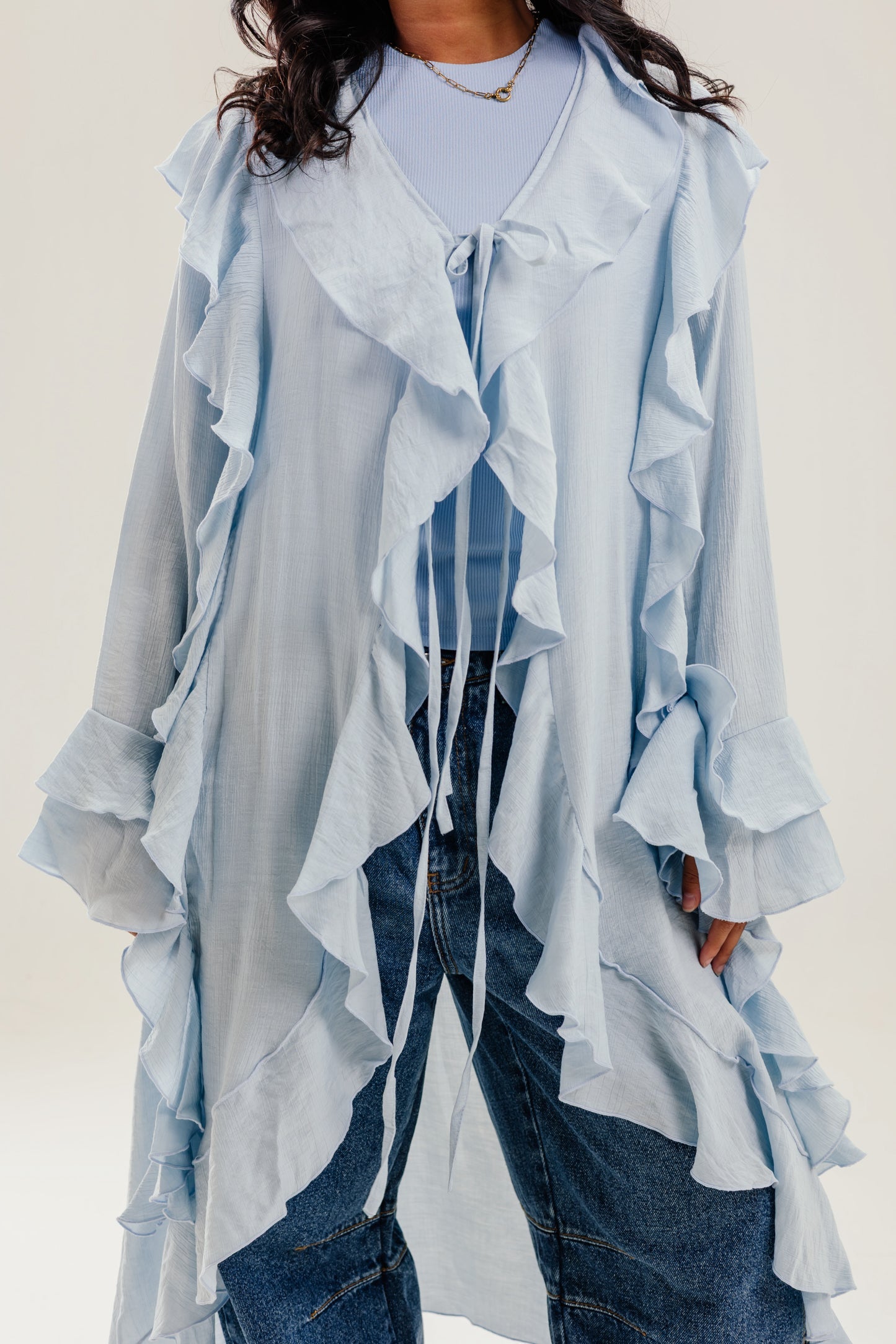 Ruffled Cardigan Baby Blue - AB ESSENTIALS