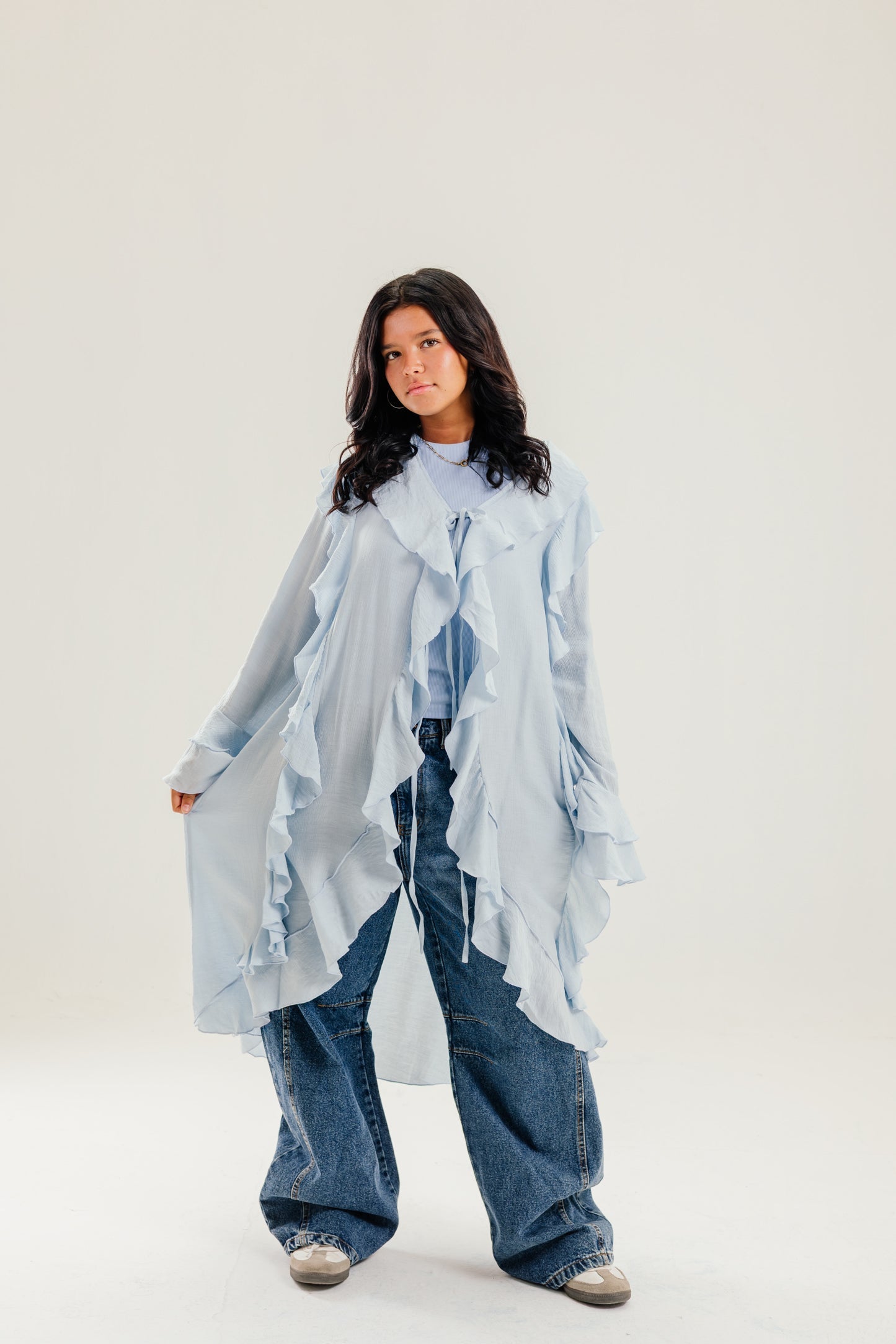 Ruffled Cardigan Baby Blue - AB ESSENTIALS