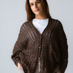Sandy Crochet Shimmer Cardigan Brown - AB ESSENTIALS