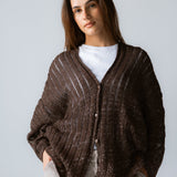 Sandy Crochet Shimmer Cardigan Brown - AB ESSENTIALS