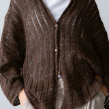 Sandy Crochet Shimmer Cardigan Brown - AB ESSENTIALS