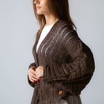 Sandy Crochet Shimmer Cardigan Brown - AB ESSENTIALS
