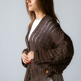 Sandy Crochet Shimmer Cardigan Brown - AB ESSENTIALS