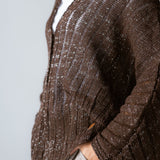 Sandy Crochet Shimmer Cardigan Brown - AB ESSENTIALS