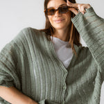 Sandy Crochet Shimmer Cardigan Mint Green - AB ESSENTIALS
