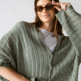 Sandy Crochet Shimmer Cardigan Mint Green - AB ESSENTIALS