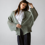 Sandy Crochet Shimmer Cardigan Mint Green - AB ESSENTIALS