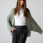 Sandy Crochet Shimmer Cardigan Mint Green - AB ESSENTIALS