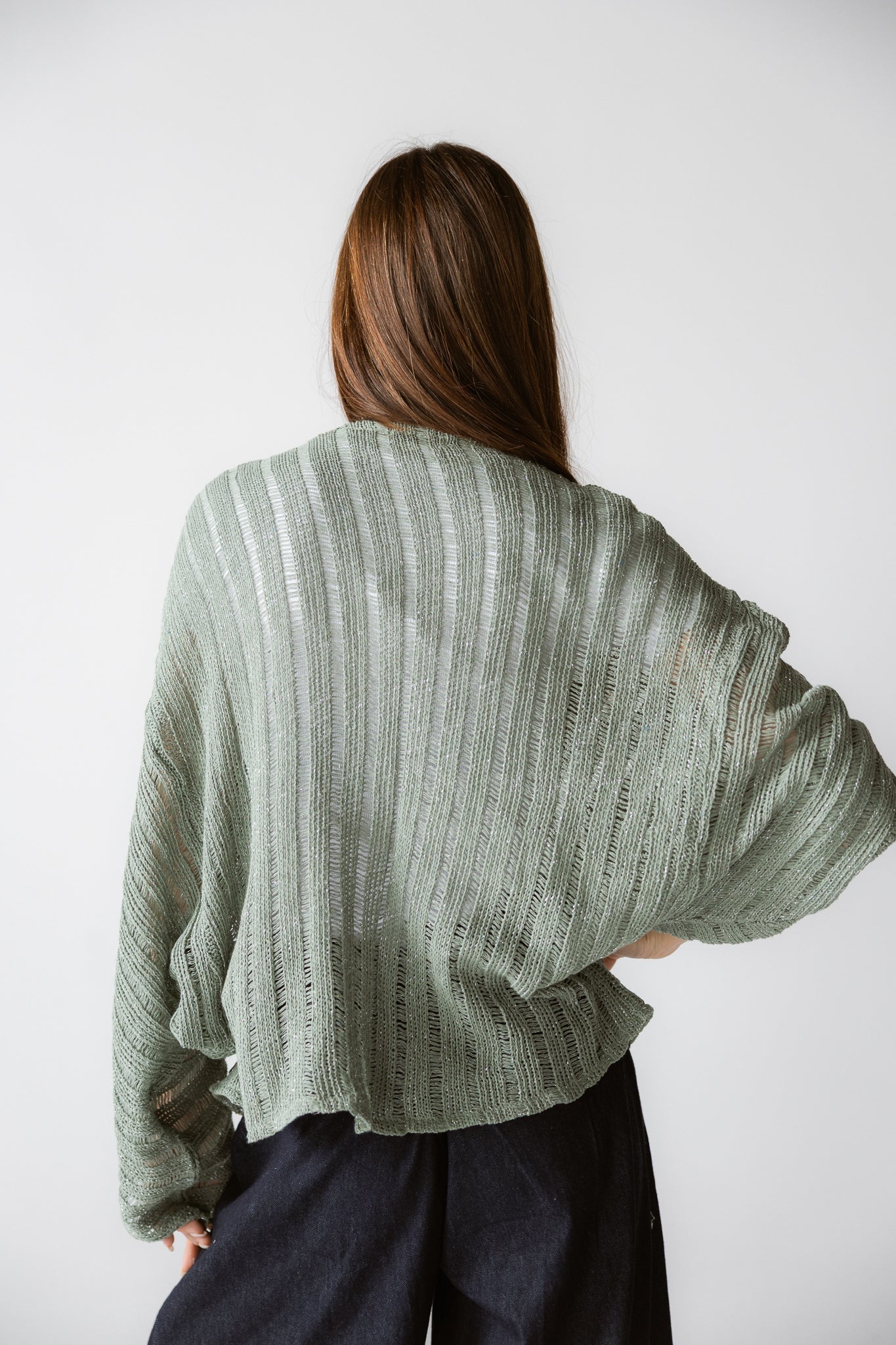 Sandy Crochet Shimmer Cardigan Mint Green - AB ESSENTIALS
