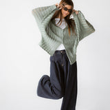 Sandy Crochet Shimmer Cardigan Mint Green - AB ESSENTIALS