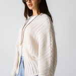 Sandy Crochet Shimmer Cardigan Off White - AB ESSENTIALS