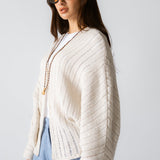 Sandy Crochet Shimmer Cardigan Off White - AB ESSENTIALS